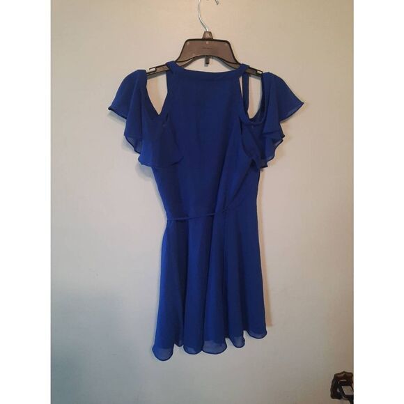 Lulus size XS Royal Blue Mini Wrap Dress - Picture 3 of 4